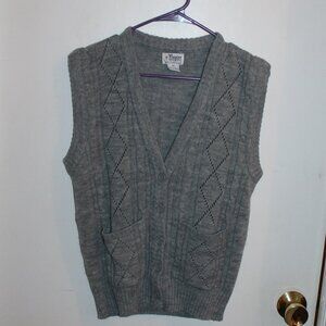 Vintage Empire Gray Cable Knit Vest Size Medium